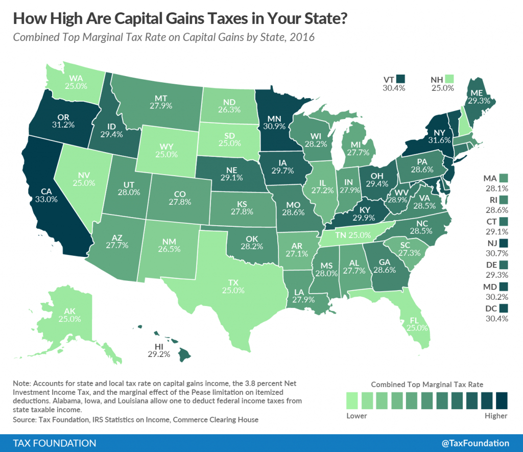How High Are Capital Gains Taxes In Your State? | Tax Foundation - California Sales Tax Map