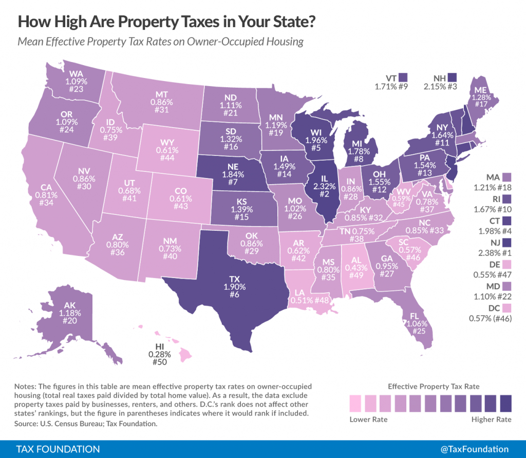 How High Are Property Taxes In Your State Tax Foundation Texas 