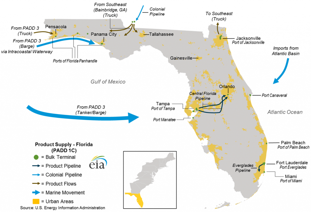 Hurricanes Harvey And Irma Lead To Higher Gasoline Prices In Florida - Florida Gas Pipeline Map