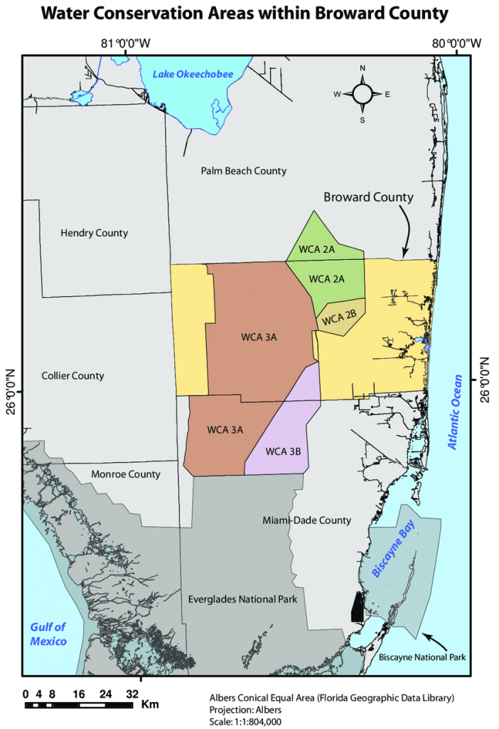 Hydrography Map Of Broward County And Surrounding Areas. Division Of - Florida Watershed Map