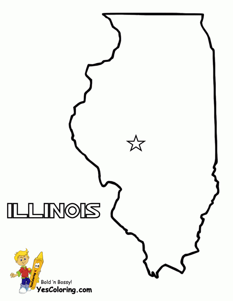 Illinois Map Stencil And Coloring Page To Print At Yescoloring - Illinois State Map Printable