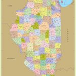 Illinois Zip Code Map With Counties (48″ W X 64″ H) | #worldmapstore   Illinois County Map Printable