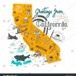 Image Vectorielle De Stock De Hand Drawn Illustration California Map   California Tourist Attractions Map