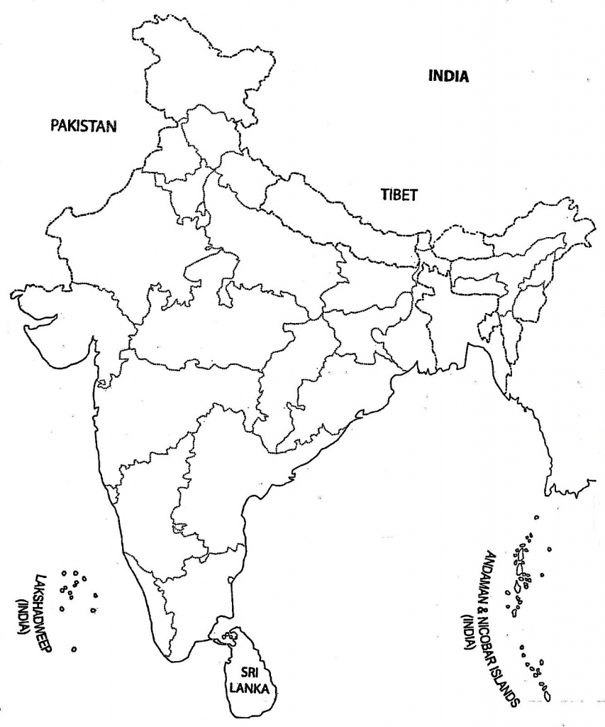 India Map Outline A4 Size | Map Of India With States | India Map - India Political Map Outline Printable
