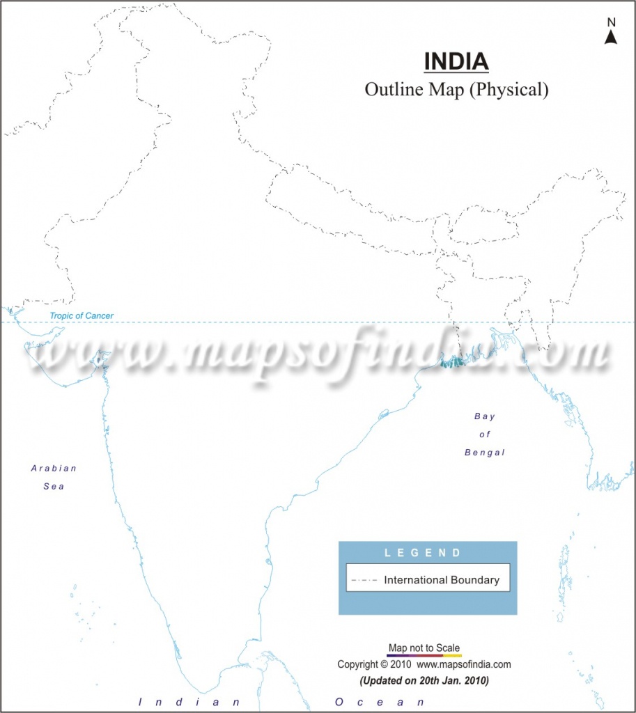 India Physical Map In A4 Size - Physical Map Of India Blank Printable
