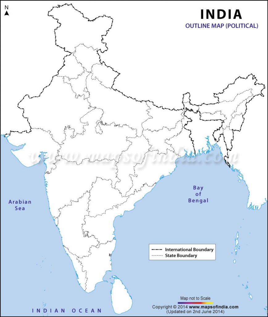 India Political Map In A4 Size - Blank Political Map Of India Printable