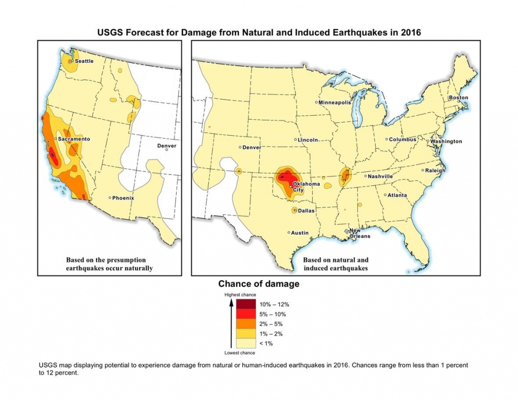 Induced Earthquakes Raise Chances Of Damaging Shaking In 2016 - Usgs Gov California Earthquake Map