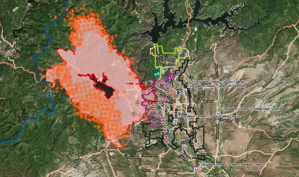 Interactive Maps: Carr Fire Activity, Structures And Repopulation - Interactive Map Of California Fires