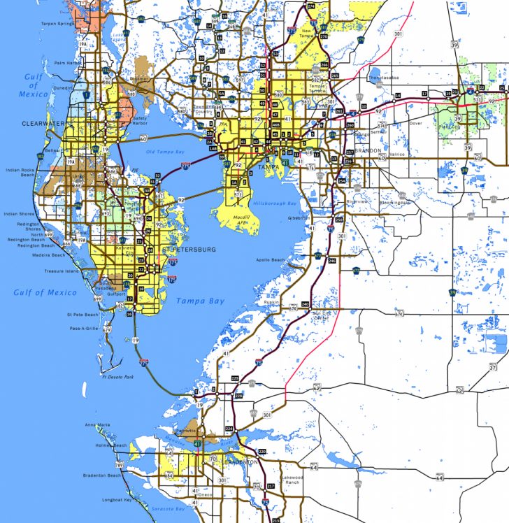 Interstate 275 Florida Interstate Guide Map Of Florida Showing Tampa And Clearwater 728x748 