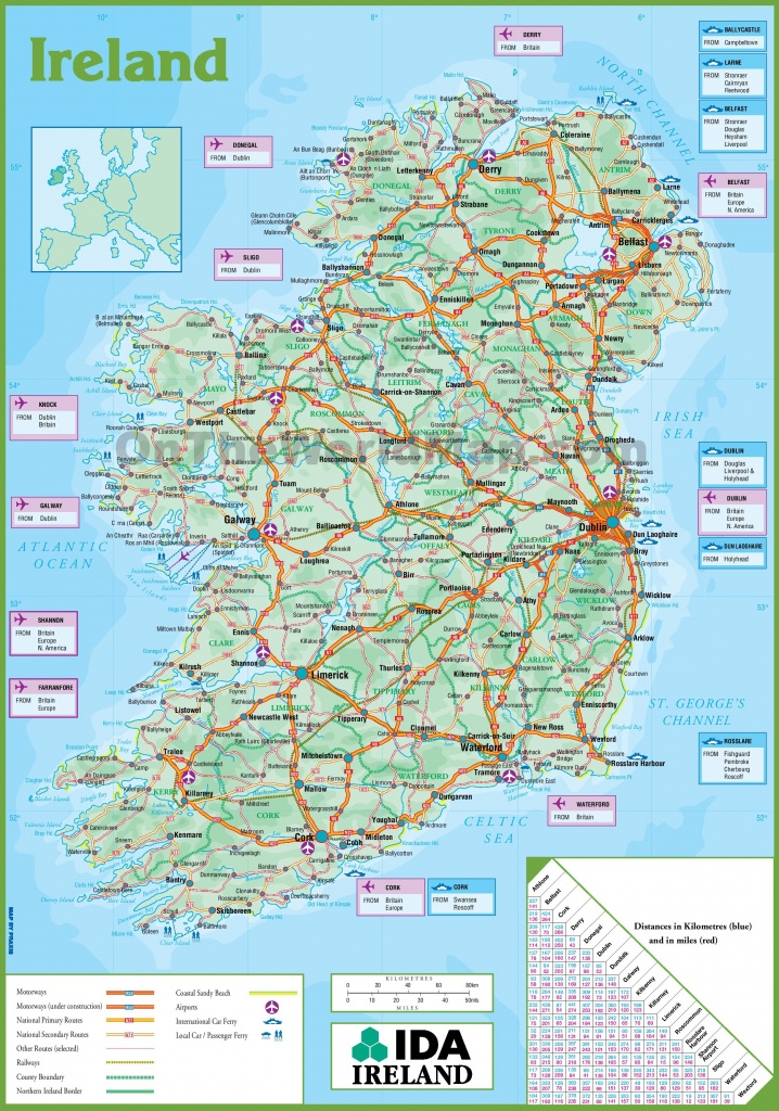 Ireland Road Map - Free Printable Map Of Ireland