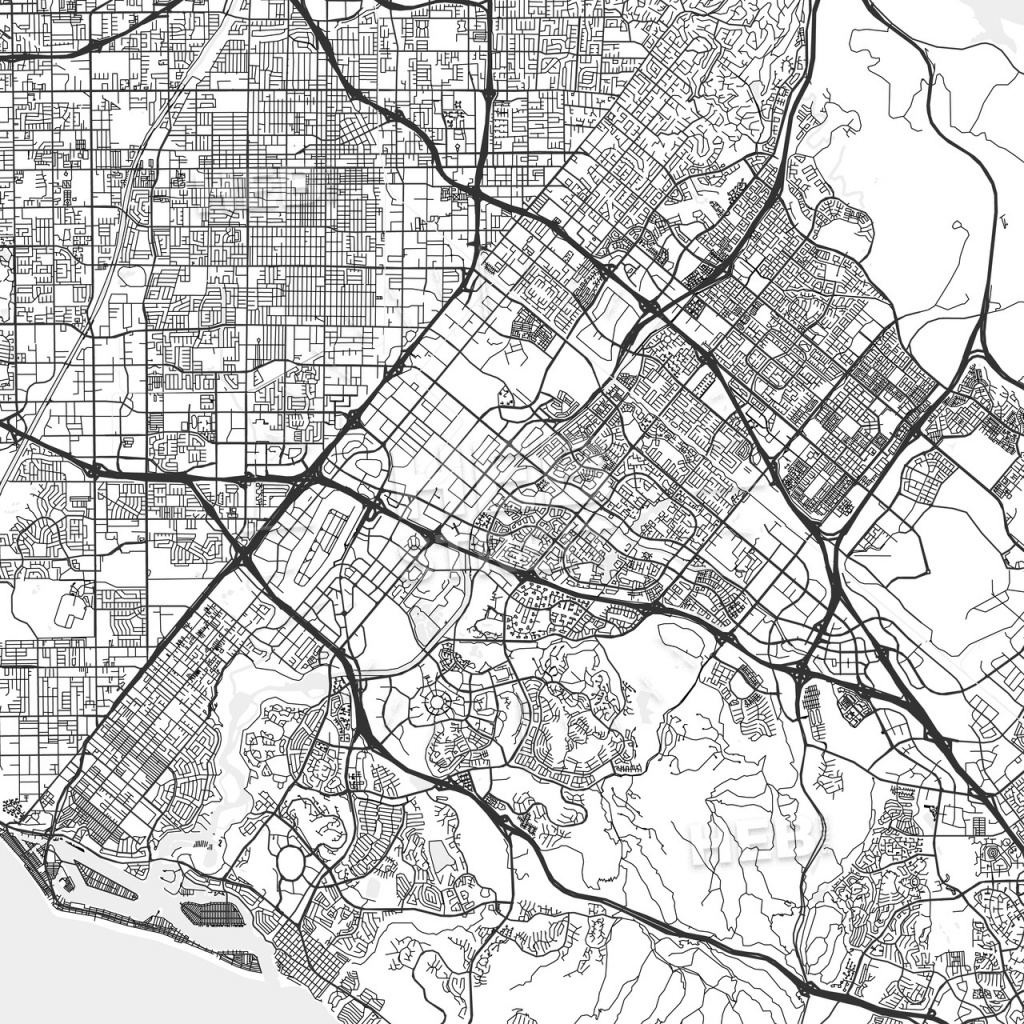 Irvine, California - Area Map - Light | Hebstreits Sketches - Irvine California Map