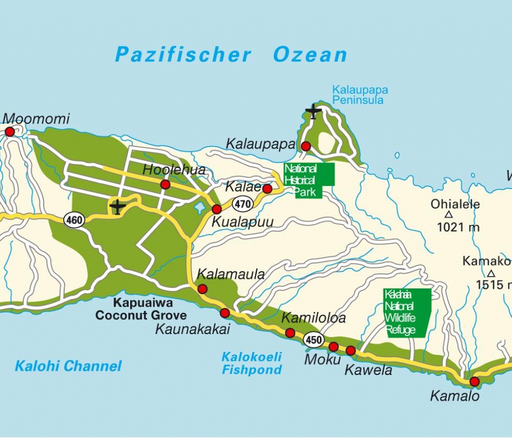 Island Map Molokai Hi, Hawaii, Usa. Maps And Directions At Hot-Map. - Molokai Map Printable