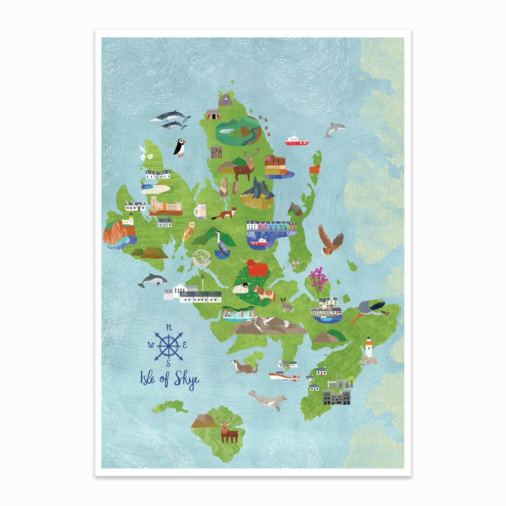 Isle Of Skye Illustrated Mapkate Mclelland Shop - Printable Map Skye