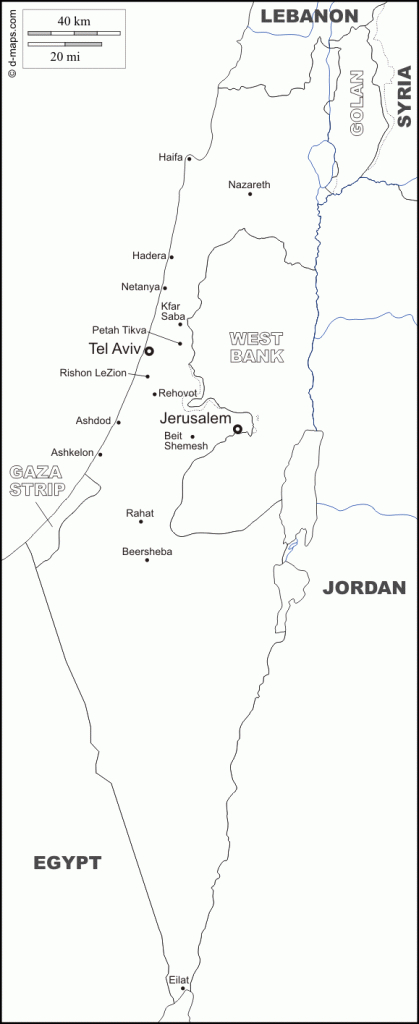 Israel : Free Map, Free Blank Map, Free Outline Map, Free Base Map - Israel Outline Map Printable