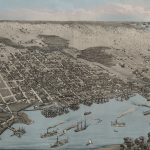 Jacksonville 1876 Birds Eye View W/ Blue Water Wall Map   Old Maps Of Jacksonville Florida