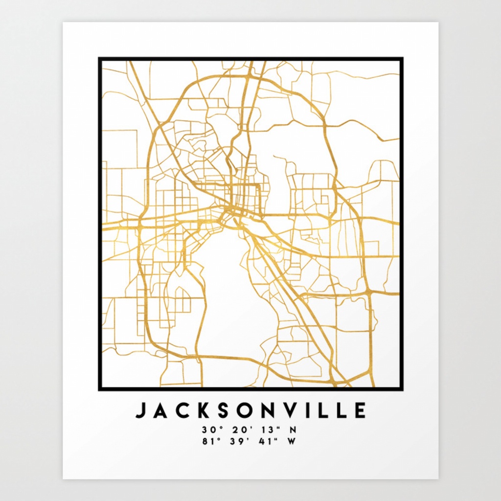 Jacksonville Florida Street Map Art Art Print - Florida Street Map