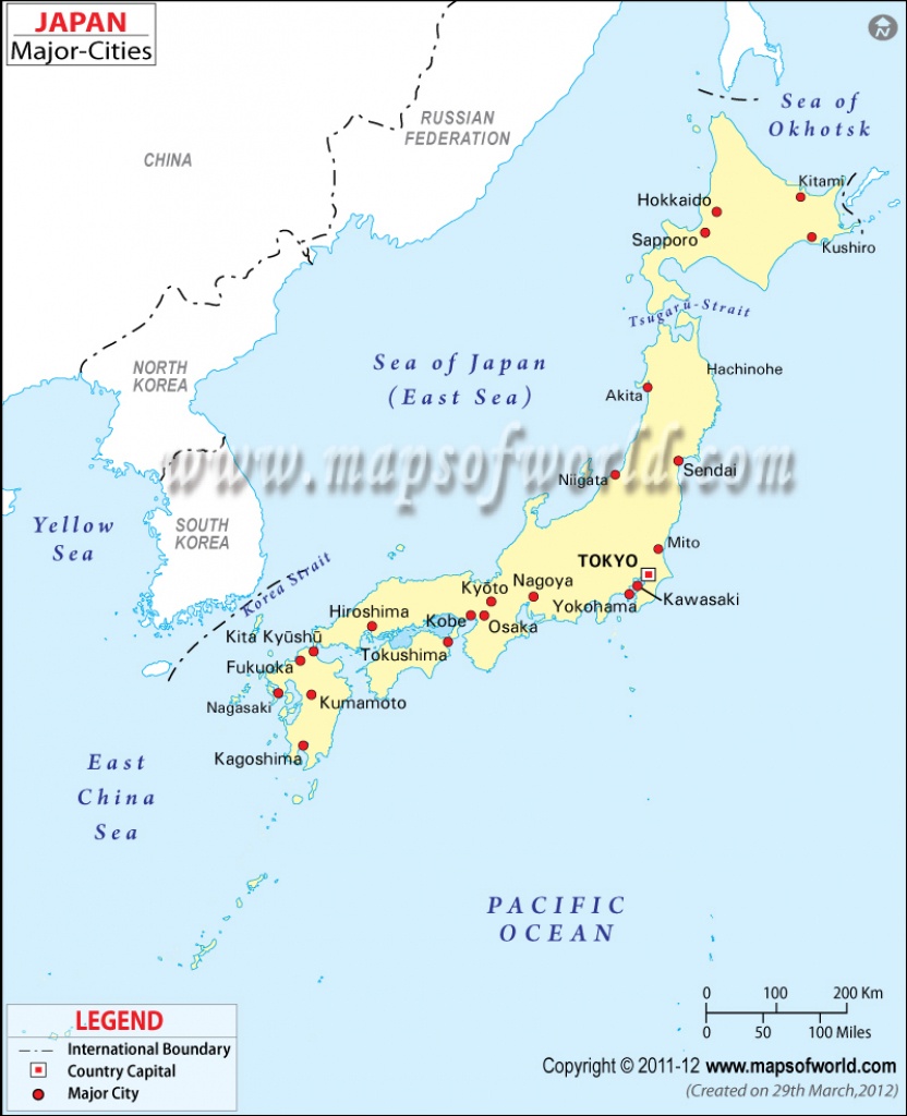 Japan Cities Map, Major Cities In Japan - Printable Map Of Japan With Cities