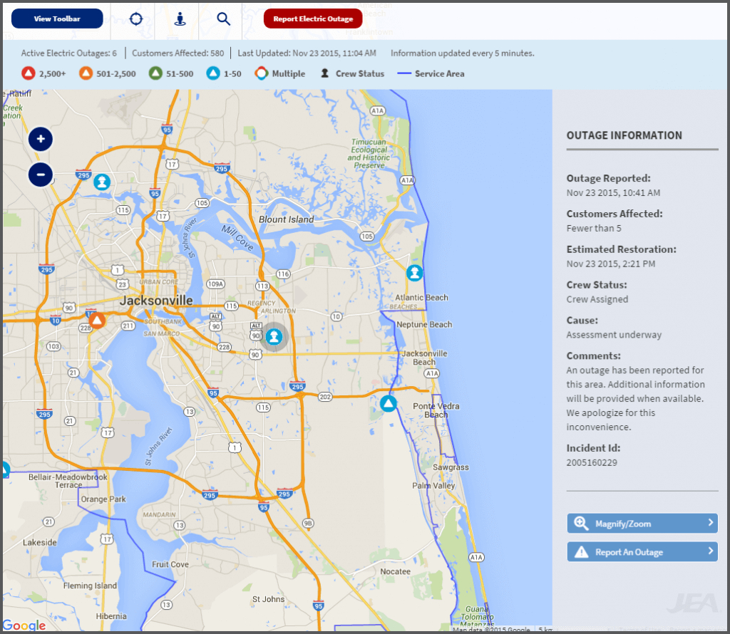 Jea Updates Power Outage Map And Automated Alerts For Customers - Florida Power Outage Map