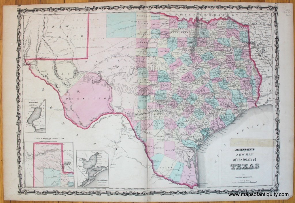 Johnson&amp;#039;s New Map Of The State Of Texas - Antique Maps And Charts - Antique Texas Map Reproductions