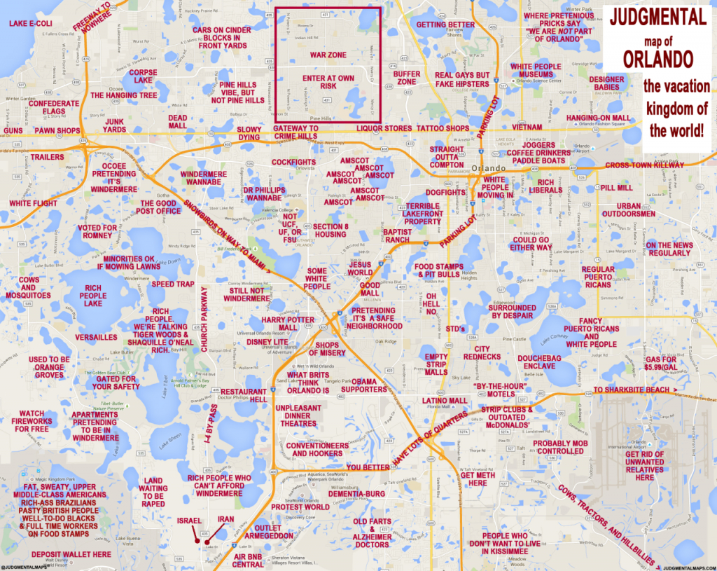 Judgmental Maps — Orlando, Florlando Truth Copr. 2016 Orlando - Map Of Orlando Florida Area