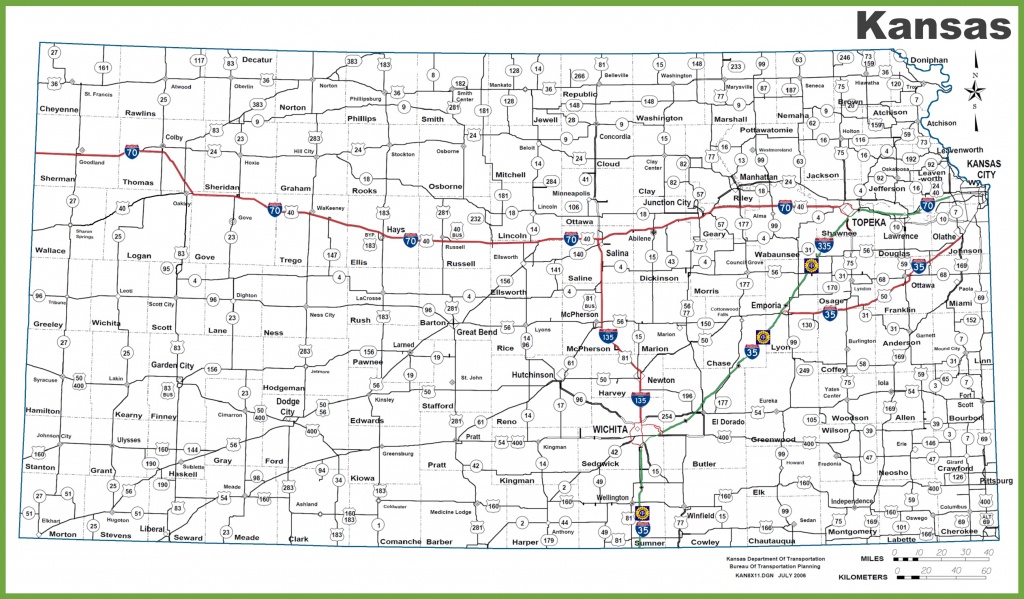 Kansas Road Map - Printable Kansas Map With Cities