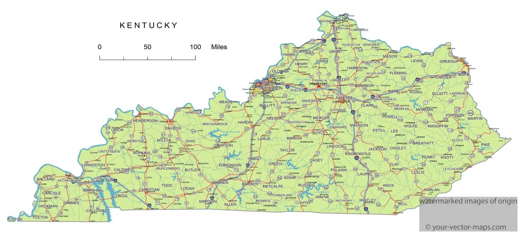 Kentucky State Route Network Map. Kentucky Highways Map. Cities Of - Printable Map Of Kentucky