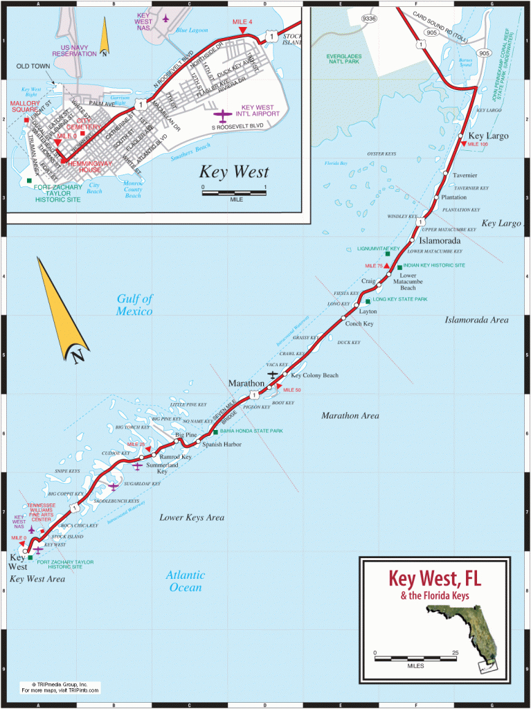 Key West &amp;amp; Florida Keys Road Map | Florida Travel | Florida Keys Map - Florida Keys Map