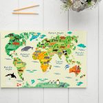 Kids World Map Print Nursery World Map Art World Map Animal | Etsy   Kid Friendly World Map Printable