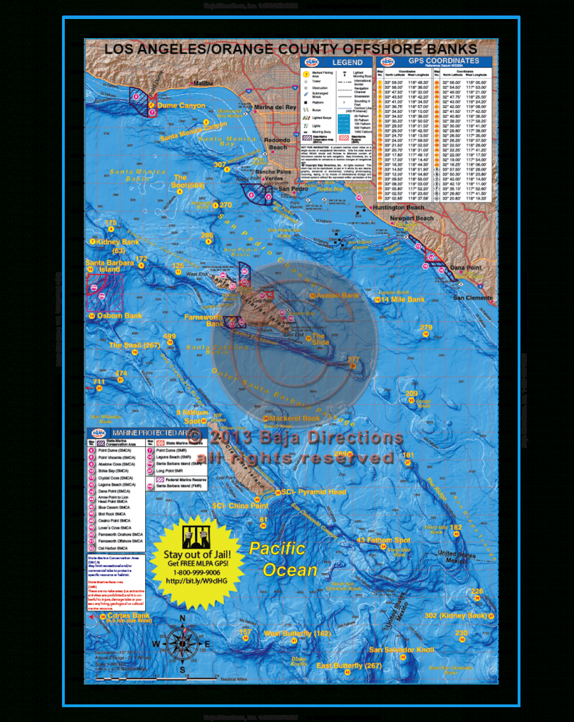 La / Orange County Offshore Banks - Baja Directions - Southern California Ocean Fishing Maps