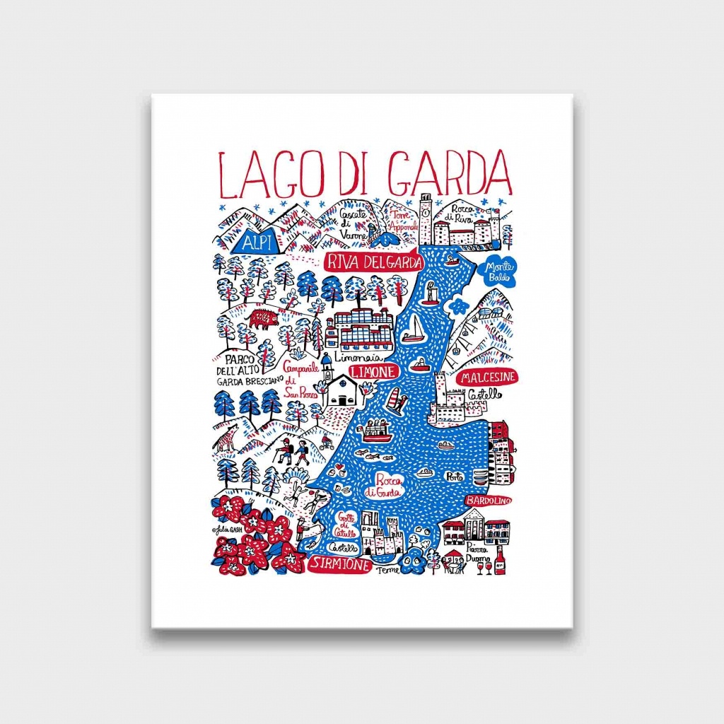 Lago Di Garda Contemporary Art Print | Julia Gash - Printable Map Of Lake Garda