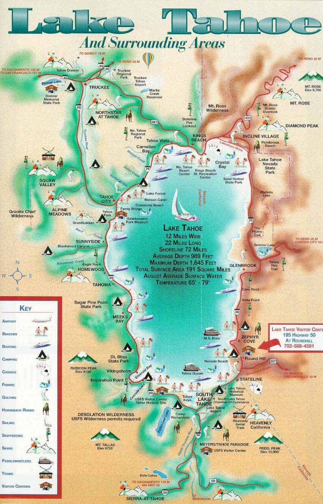 Lake Tahoe Map Camped At The Lake When I Was A Teenager In - Printable Map Of Lake Tahoe