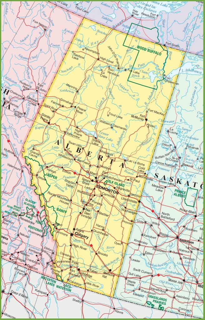 Large Detailed Map Of Alberta With Cities And Towns - Printable Alberta Road Map