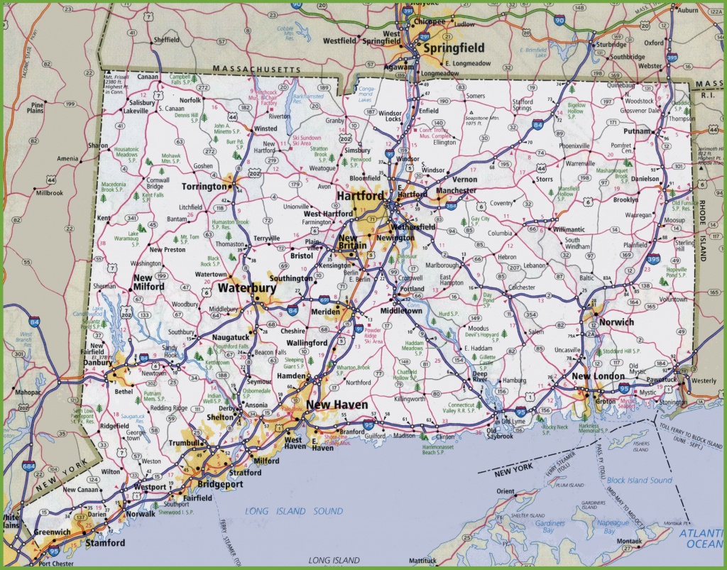 Large Detailed Map Of Connecticut With Cities And Towns - Printable Map Of Connecticut