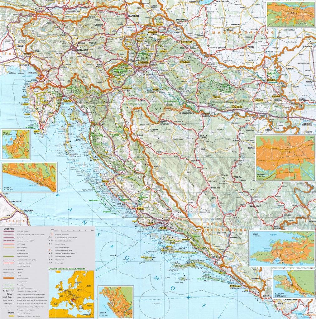 Large Detailed Map Of Croatia With Cities And Towns - Printable Map Of Croatia