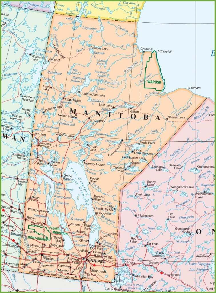 Large Detailed Map Of Manitoba With Cities And Towns - Printable Map Of Western Canada