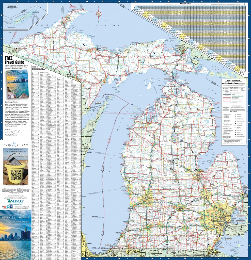 Large Detailed Map Of Michigan With Cities And Towns - Printable Map Of Michigan