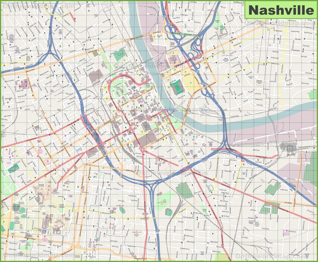 Nashville Tourist Attractions Map Printable Map Of Nashville Free   Large Detailed Map Of Nashville Printable Map Of Nashville 