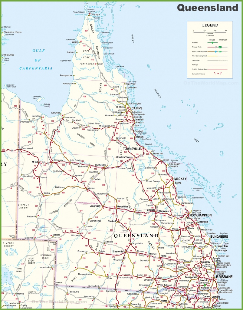 Large Detailed Map Of Queensland With Cities And Towns Road Queensland Road Maps Printable 