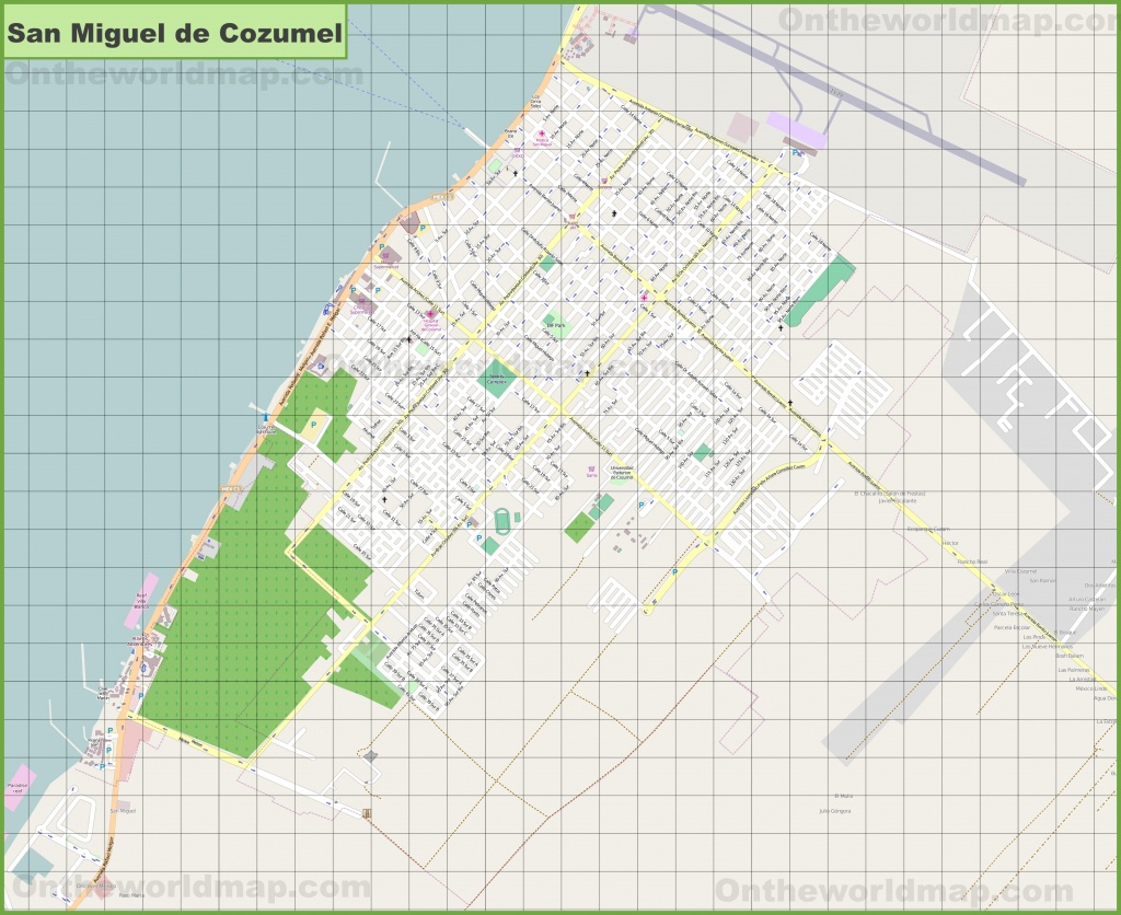 Large Detailed Map Of San Miguel De Cozumel - Printable Street Map Of Cozumel