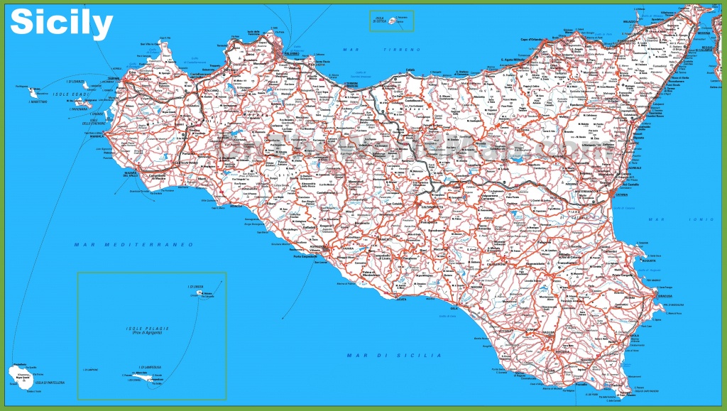 Large Detailed Map Of Sicily With Cities And Towns - Printable Map Of Sicily