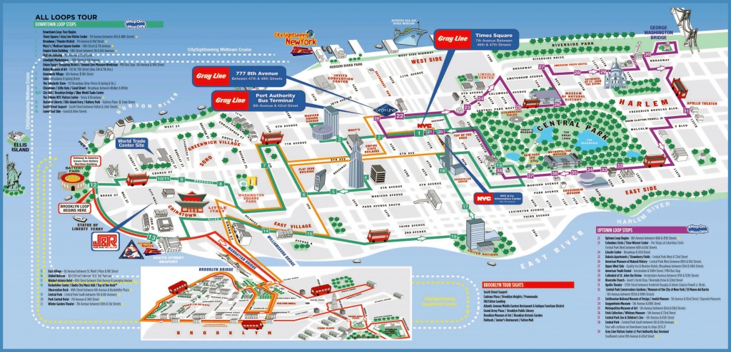 Large Detailed Printable Tourist Attractions Map Of Manhattan, New - Manhattan City Map Printable