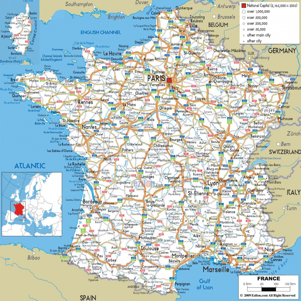 Large Detailed Road Map Of France With All Cities And Airports Printable Road Maps 