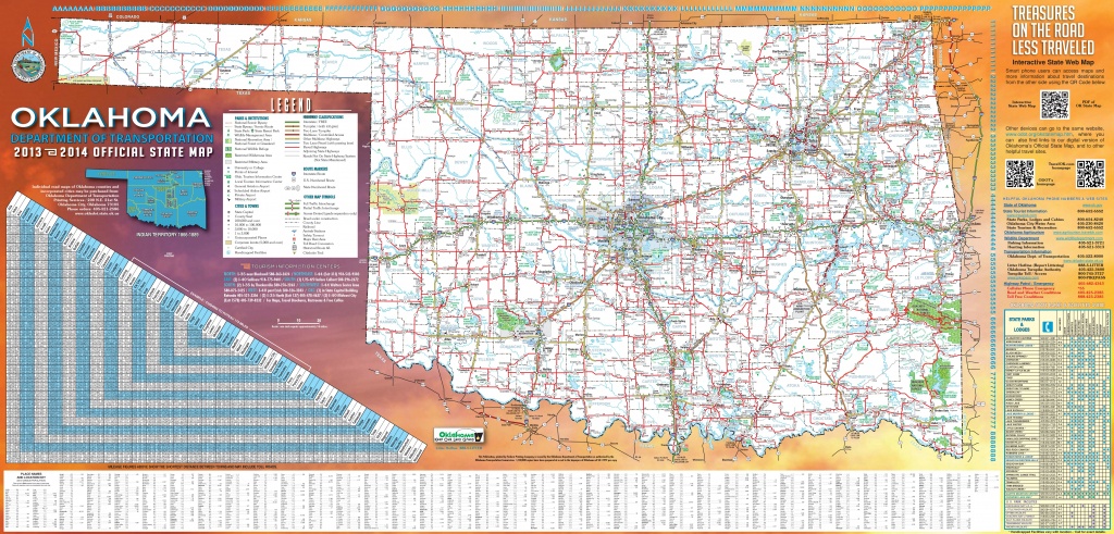 Large Detailed Road Map Of Oklahoma - Oklahoma State Map Printable