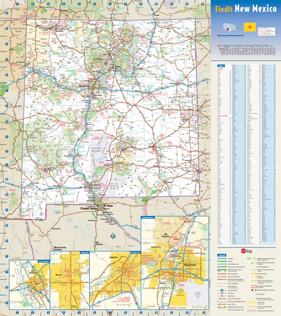 Large Detailed Roads And Highways Map Of New Mexico State With - Printable Map Of New Mexico