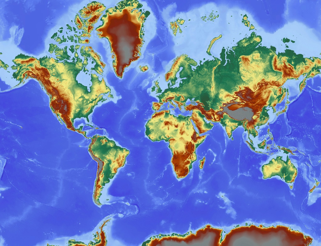 Large Detailed Topographical Map Of The World. World Large Detailed - Topographic World Map Printable