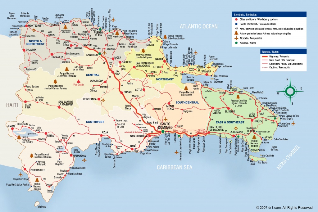Large Detailed Tourist Map Of Dominican Republic - Printable Map Of Dominican Republic