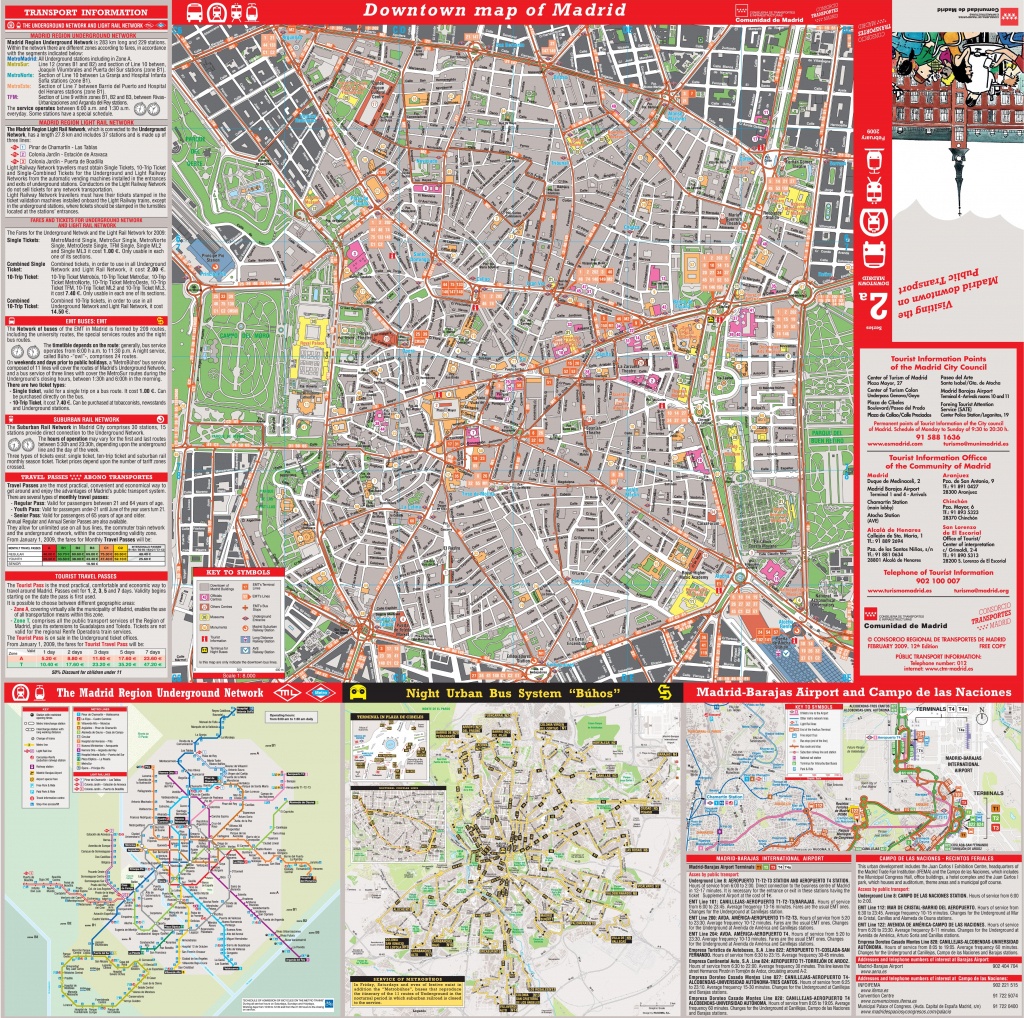 Large Detailed Tourist Map Of Madrid - Printable Map Of Madrid