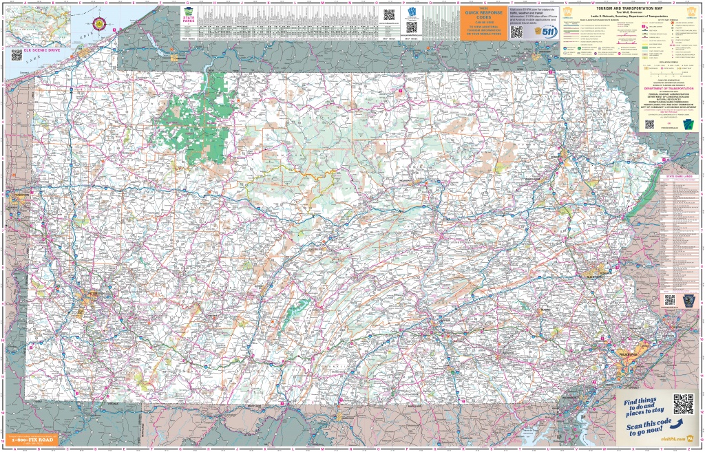 Large Detailed Tourist Map Of Pennsylvania With Cities And Towns - Printable Road Map Of Pennsylvania