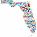 Large Florida Digital Illustration Print Of Florida With Cities   Florida Map Art