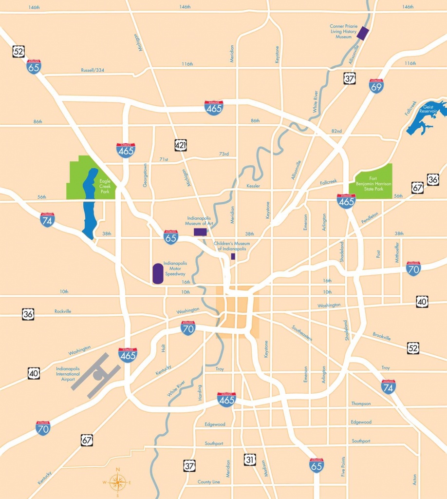 Large Indianapolis Maps For Free Download And Print | High - Downtown Indianapolis Map Printable